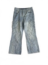 Reaven embroidered denim Distressed jeans hip-hop Y2K Harajuku style Medium picture