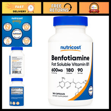 High-Potency Benfotiamine 600mg - 180 Capsules, Fat Soluble Vitamin B1 Supplemen picture