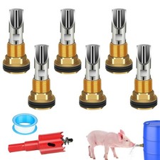 6PCS Pig Waterer Nipple, Automatic Pig Nipple Water Drinker for Barrel Kit, Stai picture