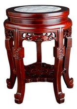 Festcool Classic Wooden Round Table, Marble Stone Top, Coffee Tea Table, Plan... picture