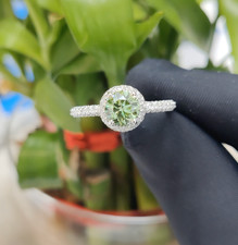 1.81 CTW Round Fancy Vivid Green Lab-Grown Diamond Halo Ring ,Gift For her picture