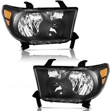 WEELMOTO Black Headlights For 2007-2013 Toyota Tundra 2008-2017 Sequoia LH+RH picture