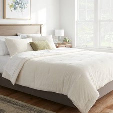 Full/Queen Cozy Chenille Comforter & Sham Set Cream - Threshold: picture