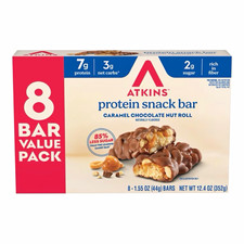 Atkins Protein Bar Caramel Chocolate Nut Roll High Fiber 8 Pack 12.4 oz picture