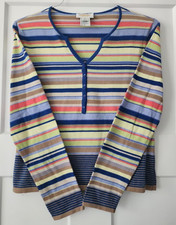 Talbot's size M multi-color long-sleeve top with blue trim picture