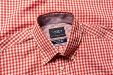 Hackett Cotton Red/White London Check Up Smh016872 Button Down Shirt Size S picture
