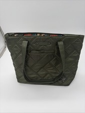 Lug Skyliner Quilted Tote Bag Olive Green Wildflower Multi Lining Travel Purse picture