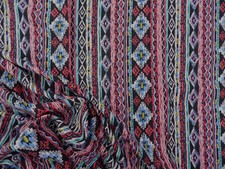 Fabric Challis Rayon Apparel Red Blue Turquoise Pink Blue Aztec E40 picture