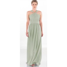 NWT Sorella Vita Chiffon Twisted Halter Maxi Bridesmaid Dress Seaglass 9050 14 picture