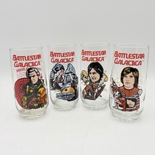 Vintage 1979 Battlestar Galactica Drinking Glasses Complete Set of 4 picture