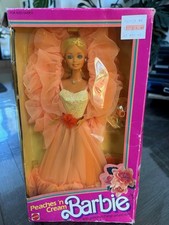 1984 PEACHES 'N CREAM BARBIE NRFB #7926 BEAUTIFUL PEACH DRESS BLONDE HAIR BY MAT picture