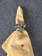 Set of 6 Silver Fleur-de-Lis Napkin Rings picture
