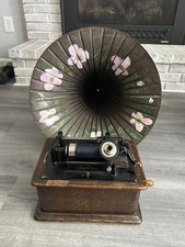 Edison Standard Phonograph W/Horn  S383283 c.1907 Oak Case AS IS picture