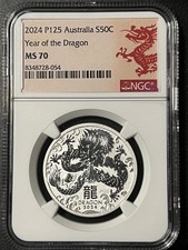 2024 P125 Australia 50c Year of the Dragon Silver Coin — NGC MS70 (Special Red D picture