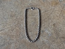 Vtg Solid Silver stamp Chain Choker Necklace - Length 17.75 inches - 35.4 grams picture