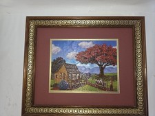 Luis German Cajiga Signed 1994 Puerto Rico 3D Shadowbox Painting Rural Scene picture