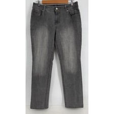 Additions by Chico's Grey Wash Rhinestone  Straight Leg Jeans Sz 1S/8P picture