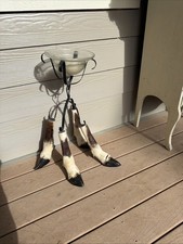 Vintage Taxidermy Deer Hoof Stand Glass Bowl Aromatique Potpourri Candle Holder picture