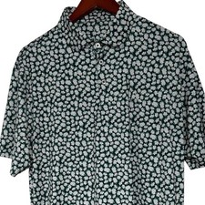 Rhoback Mens Performance Polo Shirt Large Green White Floral Golf Short Sleeve picture