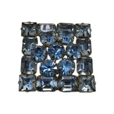 Vintage Early WEISSCO NY Rhinestone Brooch 1.5” Square Cocktail Pin 1940s picture