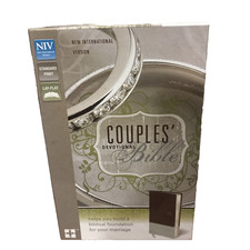 NIV Couples' Devotional Bible [Brown/Silver] by Zondervan (2012, Leather) picture
