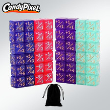 48pcs MTG Counter Dice Set 12mm/0.47inch 6-Sided +1/-1 Tokens Dice with Drawstr picture