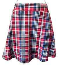 NWT T by TALBOTS Plaid Performance Skort Red White Blue Golf Tennis Pull On MED picture