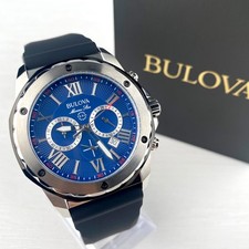 Bulova Marine Star 98B258 Men's Watch 44MM Blue Dial Quartz Men's Watch picture