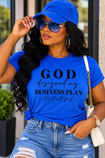 Bella + Canvas Women’s Blue Graphic T-Shirt “BUSINESS PLAN” - Size 2X picture