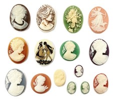 15 Vintage Resin Cameos (West German, Hong Kong, Japan) DIY Jewelry Crafting C82 picture