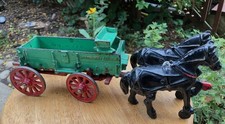 RARE Antique Arcade Cast Iron McCormick Deering Horse & Wagon picture