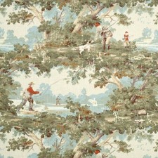 Avondale Vintage Tan Botanical Fisherman Toile Covington Fabric picture