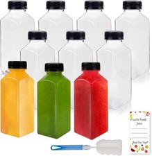 10 Pcs 12oz Plastic Juice Bottles With Caps, Reusable Food Grade Chear Juice Con picture