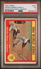 1961 Topps #307 World Series Game 2 Mickey Mantle Slams 2 Homers PSA 3 picture