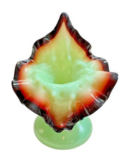 BOSTON SANDWICH OXBLOOD JIP JACK IN THE PULPIT VASE RUFFLED RIM UV REACTIVE RARE picture