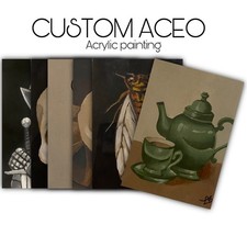 Custom ACEO art card OOAK Acrylic painting on Cream Cardstock picture