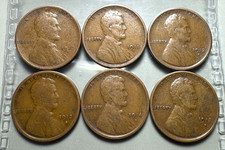 1910-S 1911-S 1912-S 1913-S 1914-S 1915-S Lincoln Wheat Cents - 6 Coins Lot/Set picture