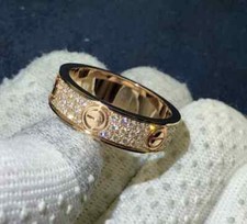 Love Wedding Band Ring 14K Yellow Gold Plated Statement Gifts Simulated Diamond picture