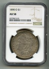 1890 O Morgan Silver Dollar NGC AU 58 picture