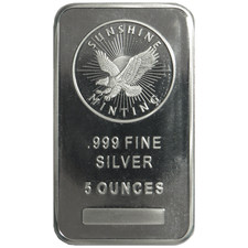 5 Troy oz Sunshine Mint .999 Fine Silver Bar Mint Mark SI Sealed picture