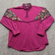 Vintage Roper Shirt Mens Large Purple Aztec Western Pullover Made USA 90s picture