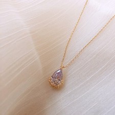 Crystal Water Drop Pendant Necklace Earrings Set Women Adjustable Jewelry Gift picture