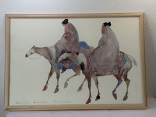 Carol Grigg Signed Gango Lithograph Two Women on Horses Framed 40x28 picture
