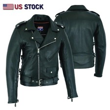 Highway Leather Old School Police Style Motorcycle Leather Jacket  2 Ammo pocket picture