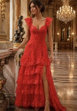 Charming Red Señorita Lace Gown Size Small (US 4–6) ❤️ picture