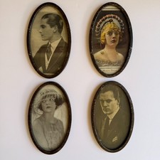 Antique 1920s Marion Davies & other Silent Film Star Prints Set of 4 Tin Frames picture