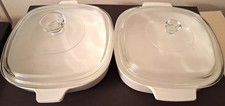 Set of 2 Vintage 1972 CORNING WARE Blue Cornflower Casserole Dish W/Lids picture