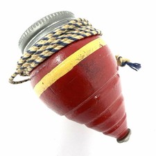 Vintage 1950s Wooden Spinning Top Toy w/ Empirin Compound Medical Promo Cap Top picture