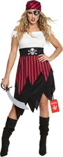 Women`s Pirate Costume Size S - XL Ladies Caribbean Buccaneer Wench Halloween picture