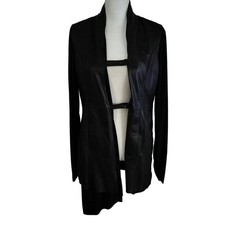 Artico Size S Italian Ovine Sammy Sheep Leather Jacket Drapey Mixed Media Black picture